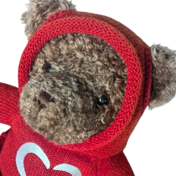 Gund Millenium Large Brown Teddy Bear with Red Heart Hoodie Sweater Y2K - Picture 2 of 8
